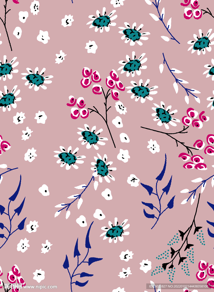 小清新小碎花数码印花