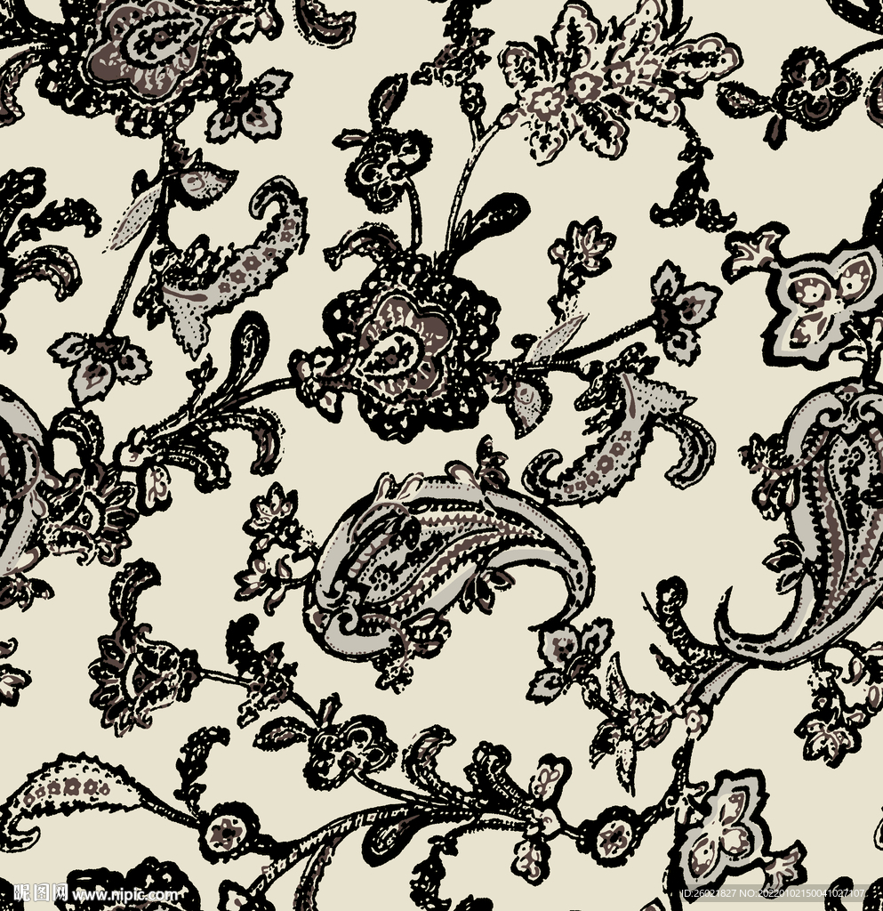 腰果花数码印花