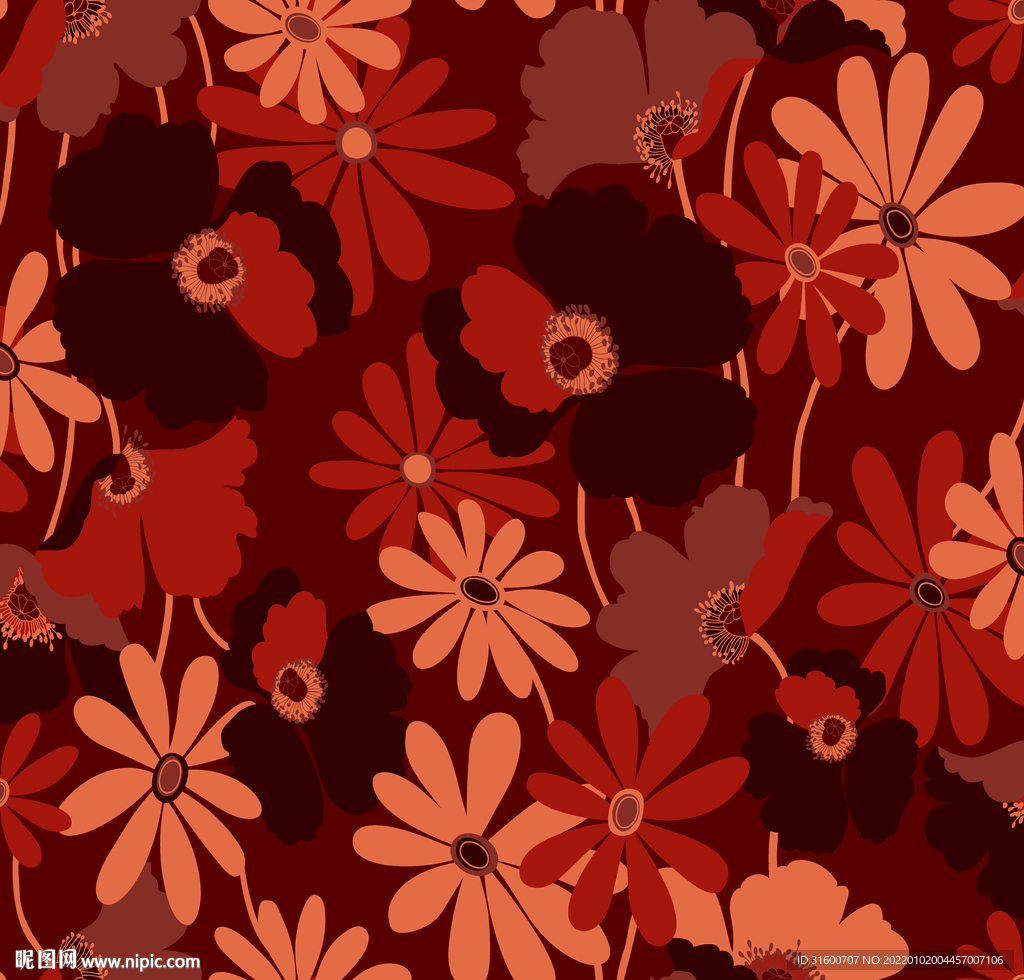 传统色块小碎花