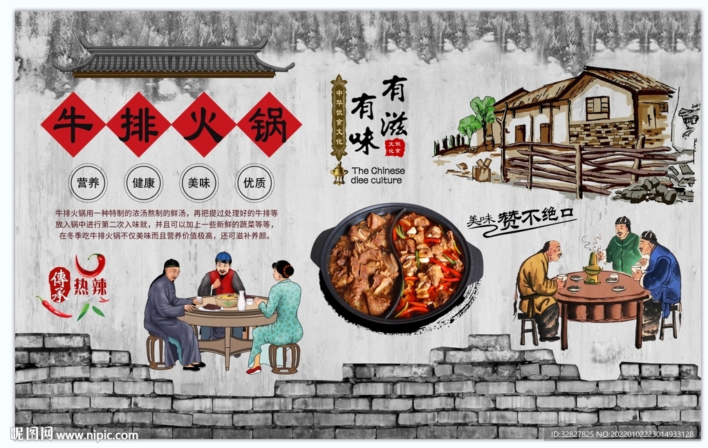 牛排火锅背景墙