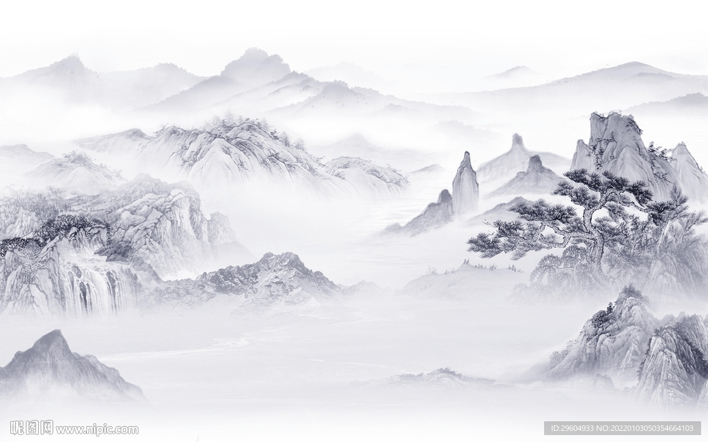 人气 客厅山水图 tif分层画