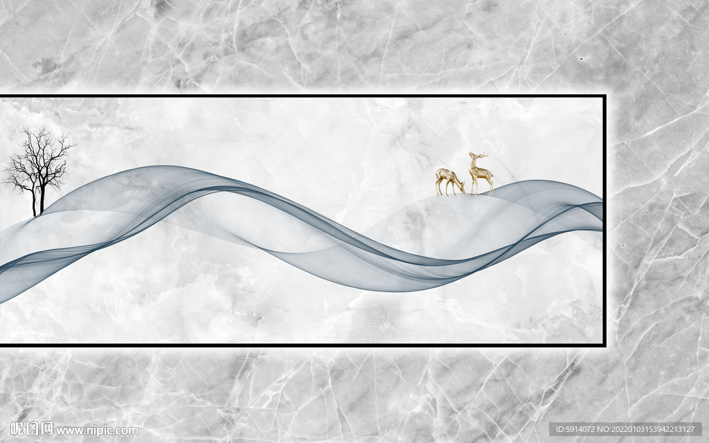 晶瓷画线条抽象画大理石纹背景墙