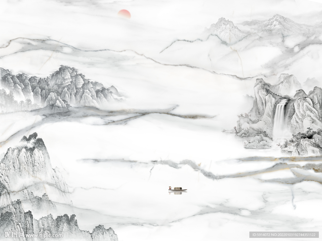 晶瓷画抽象水墨山水风景画