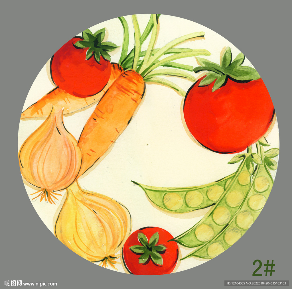 水彩水果蔬菜手绘陶瓷盘