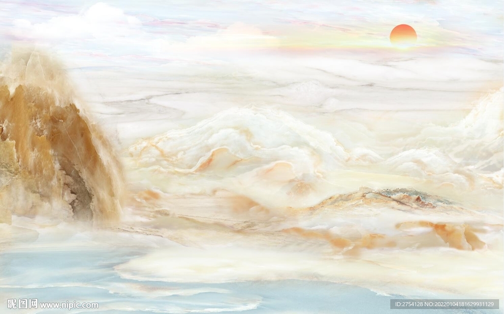 晶瓷画山水风景大理石纹