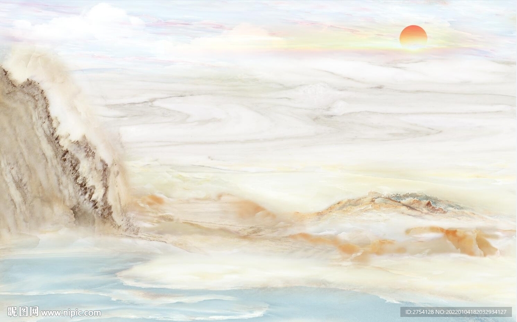 晶瓷画山水风景大理石纹