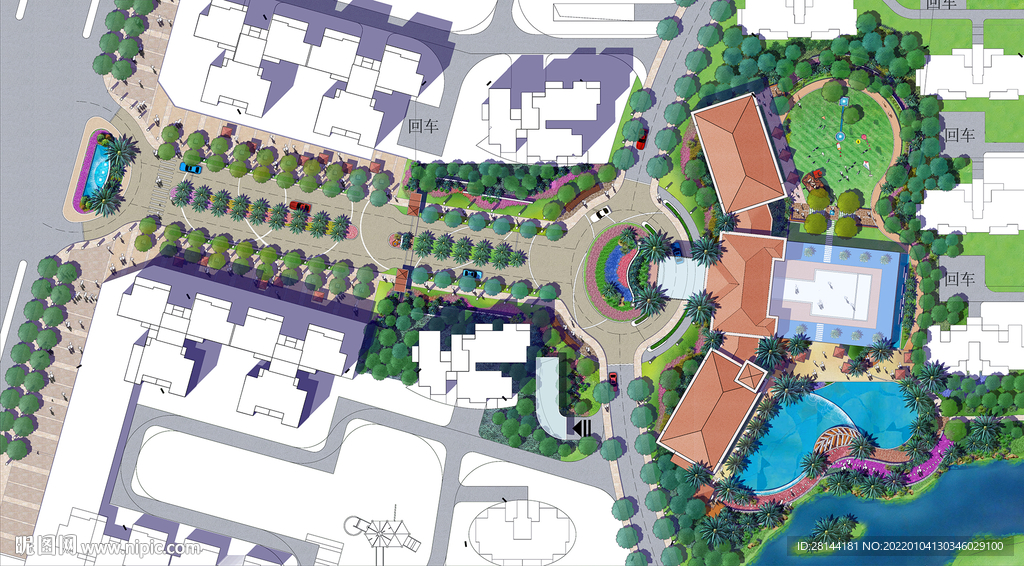 商业小区景观PSD彩平面总平面