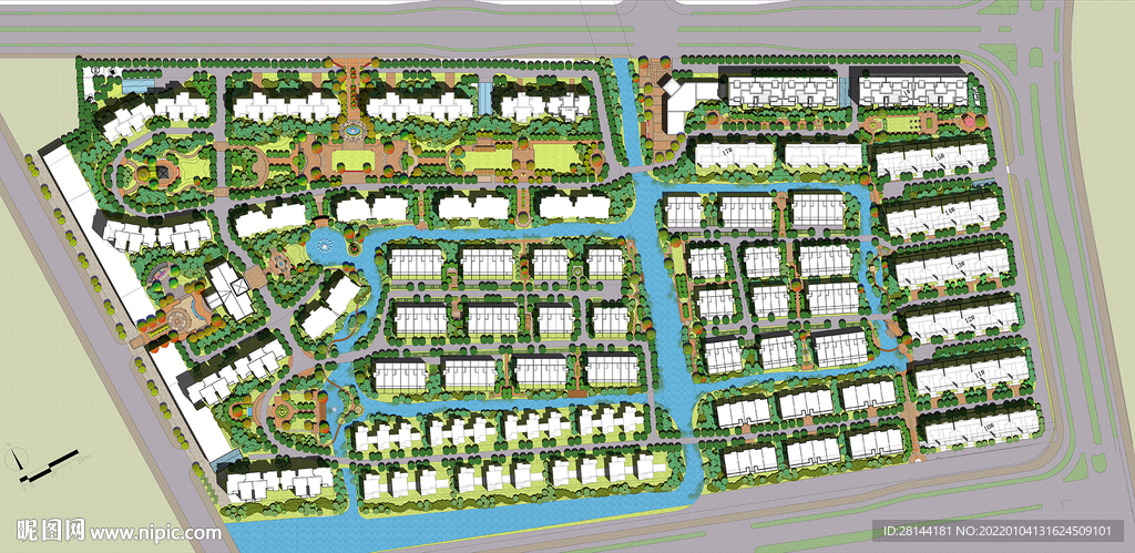 居住小区景观PSD彩平面总平面