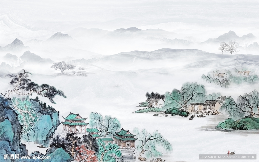 中国风高端山水画 TIF分层图