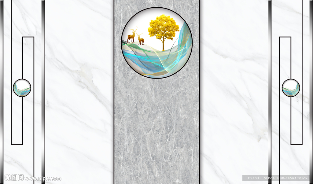晶瓷画山水风景画大理石纹