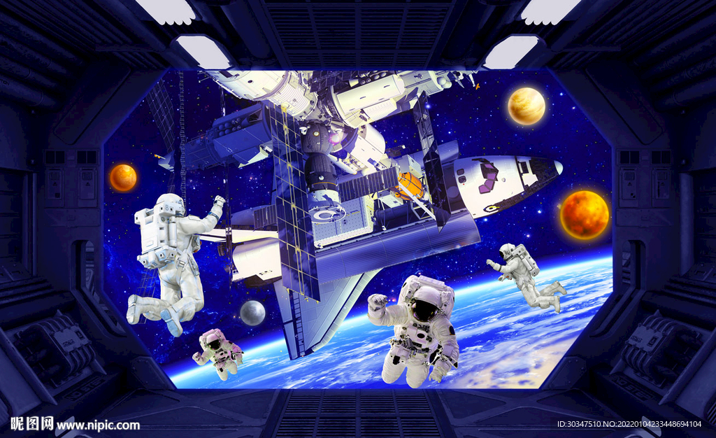 科技宇航员背景墙