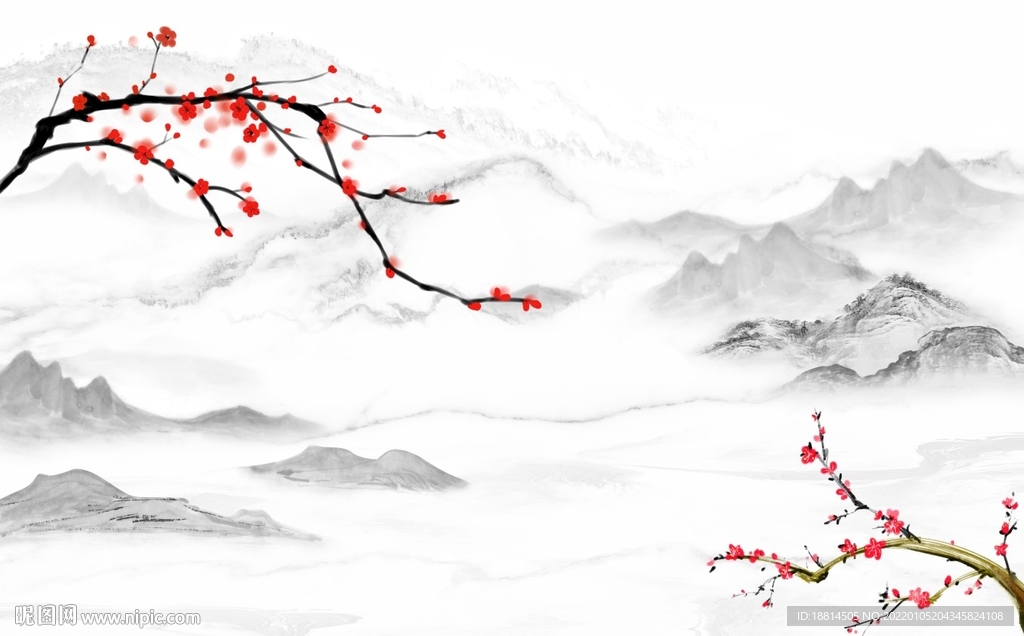 梅花电视背景墙