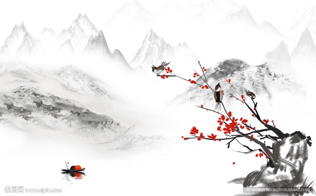 梅花新中式背景墙