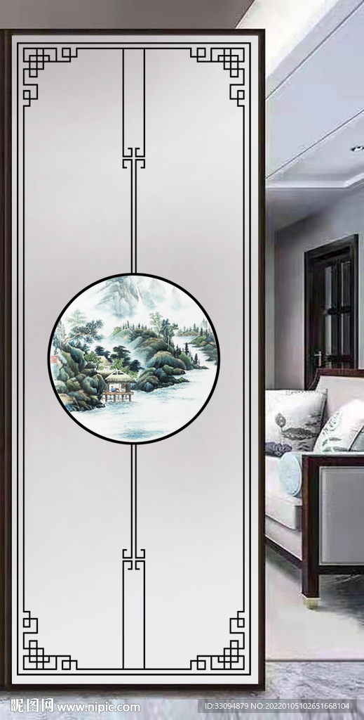 高清分层透明底屏风玻璃打印图