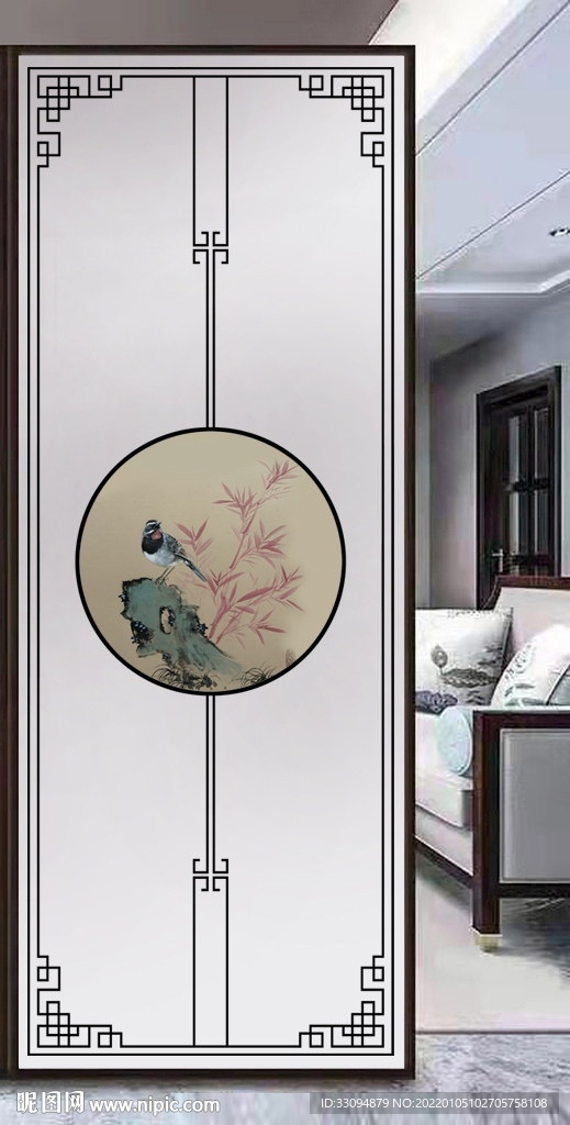 高清分层透明底屏风玻璃打印图