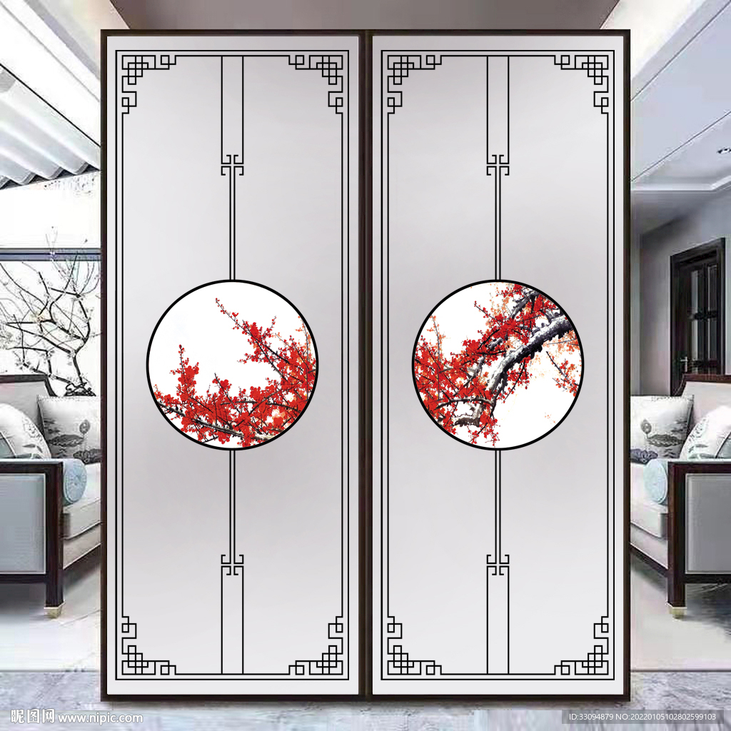高清分层透明底屏风玻璃打印图