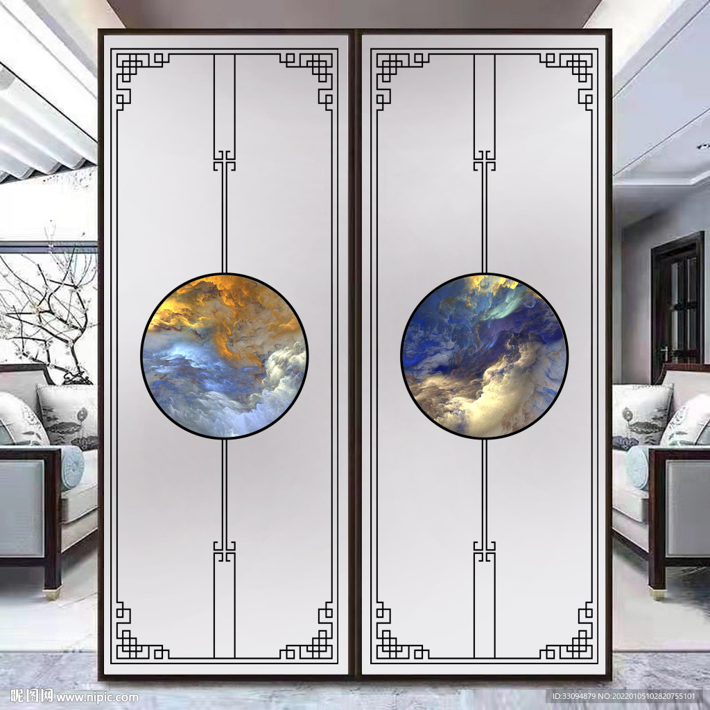 高清分层透明底屏风玻璃打印图