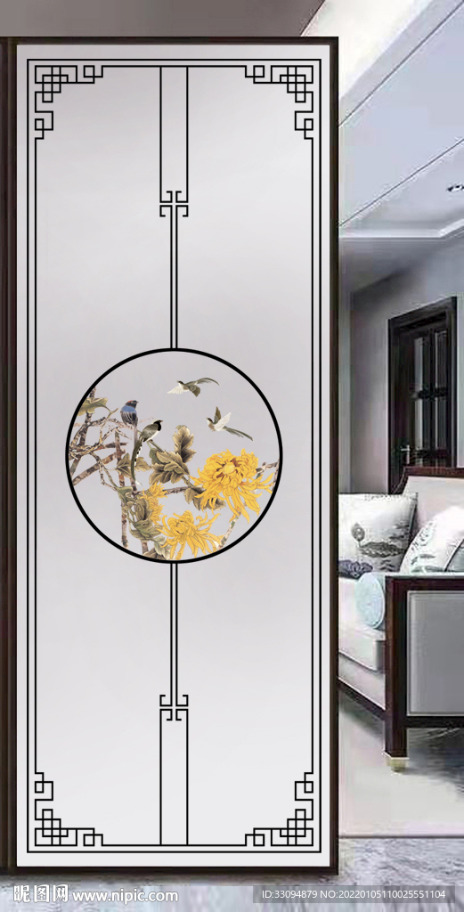 高清分层透明底屏风玻璃打印图