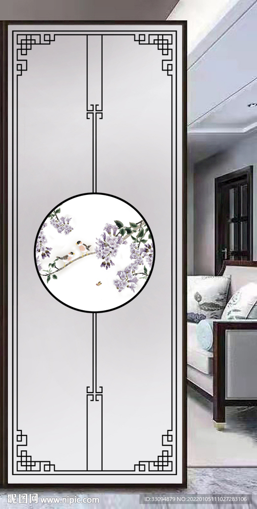 高清分层透明底屏风玻璃打印图