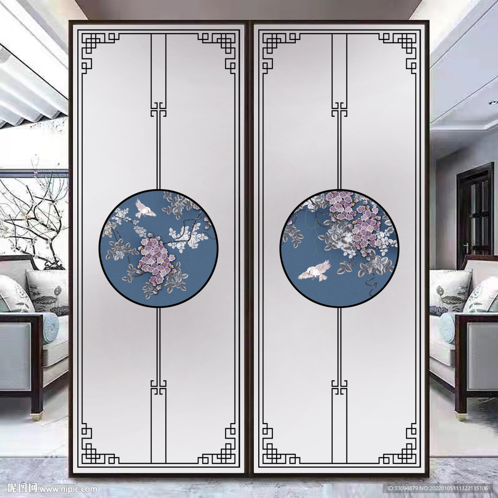 高清分层透明底屏风玻璃打印图