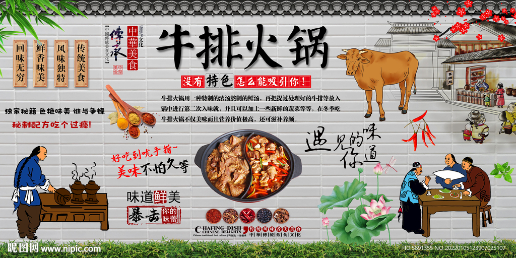 牛排火锅背景墙