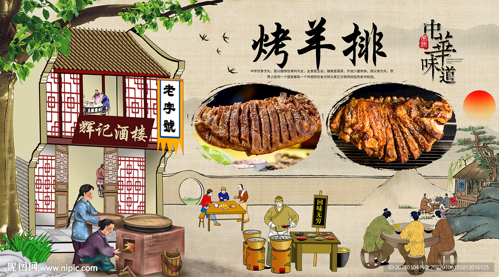 烤羊排背景墙