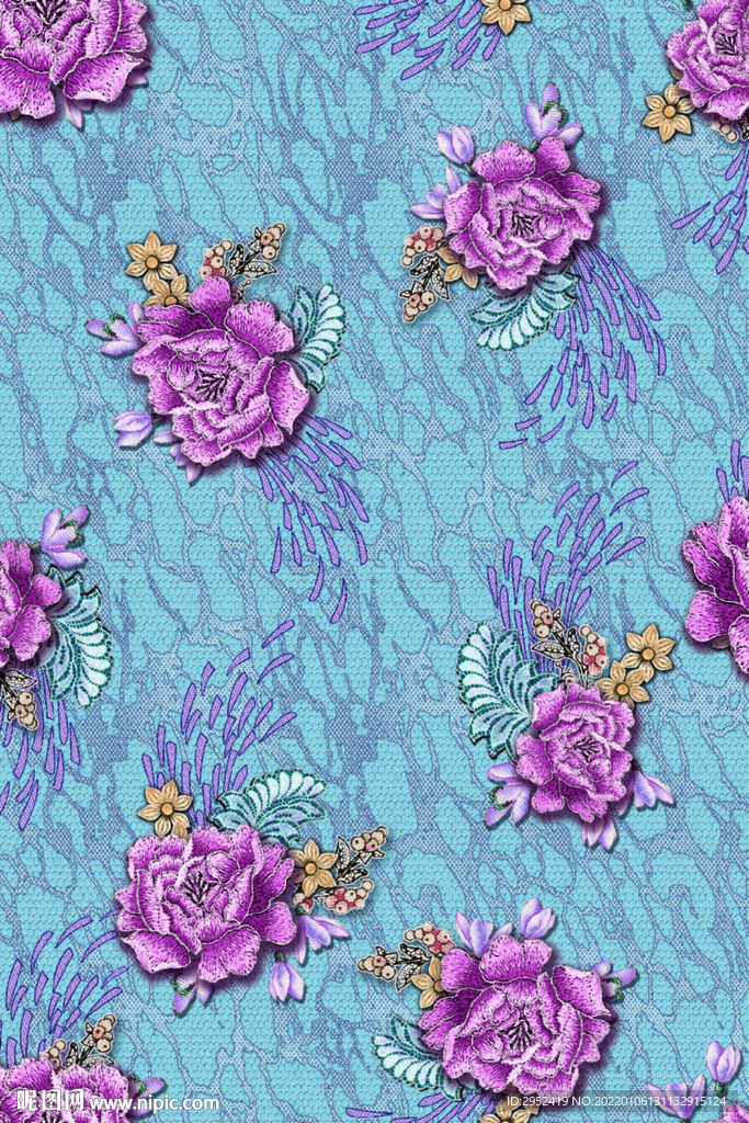 底纹花 印花 绣花感