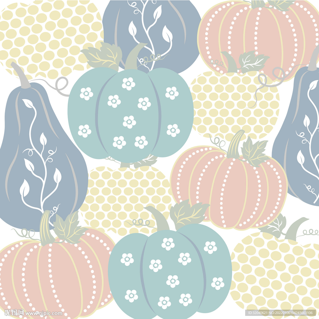 扁平风格抽象可爱南瓜底纹图案