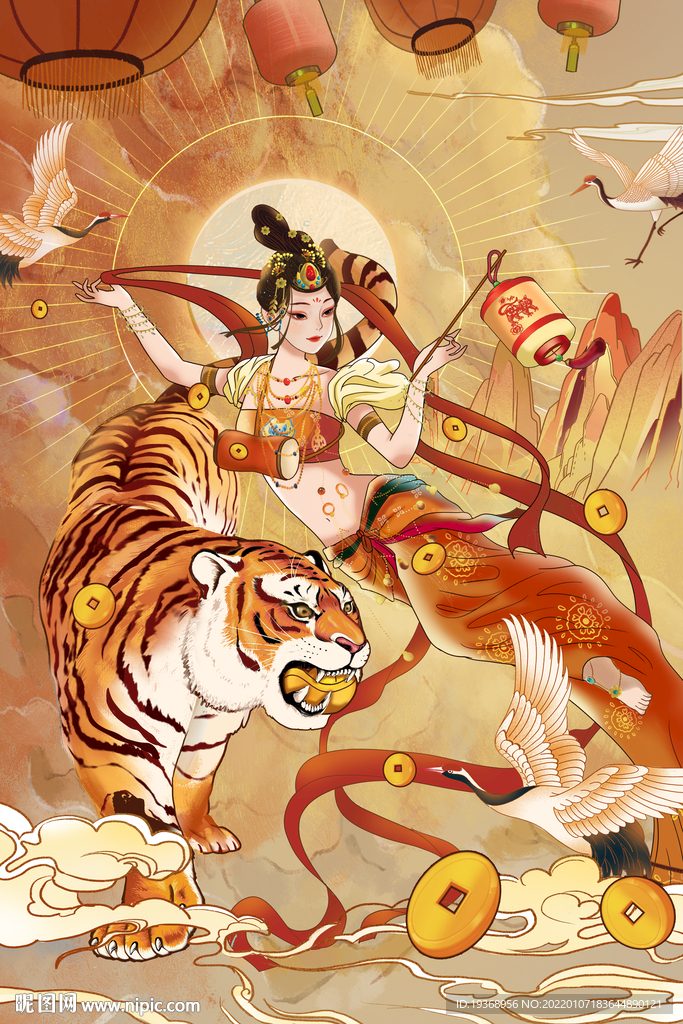 虎年插画新年吉祥海报