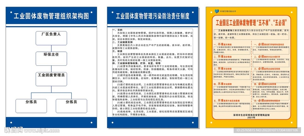 工业固体废物管理制度牌