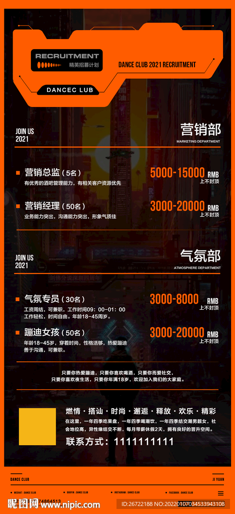 酒吧夜店KTV招聘海报