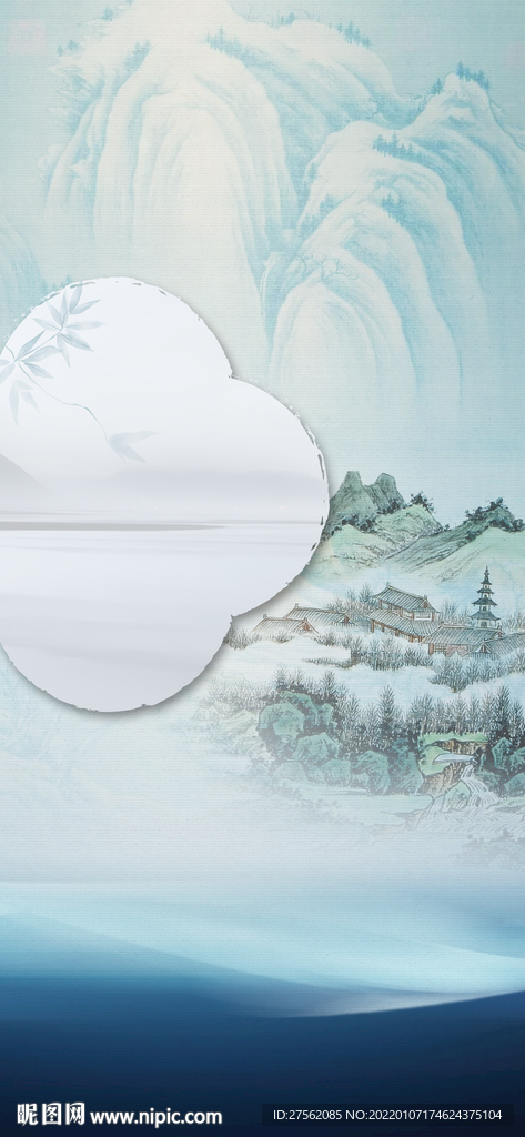 中式地产微信海报背景