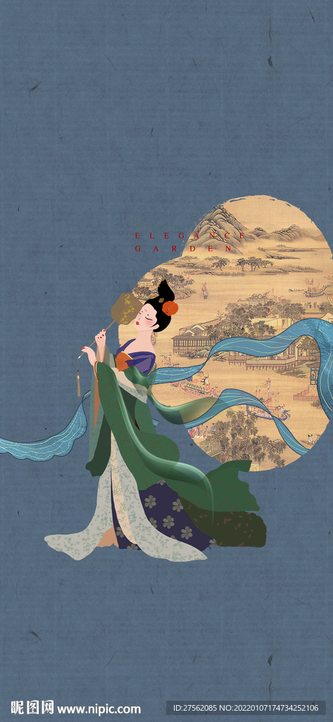 中式地产微信海报背景