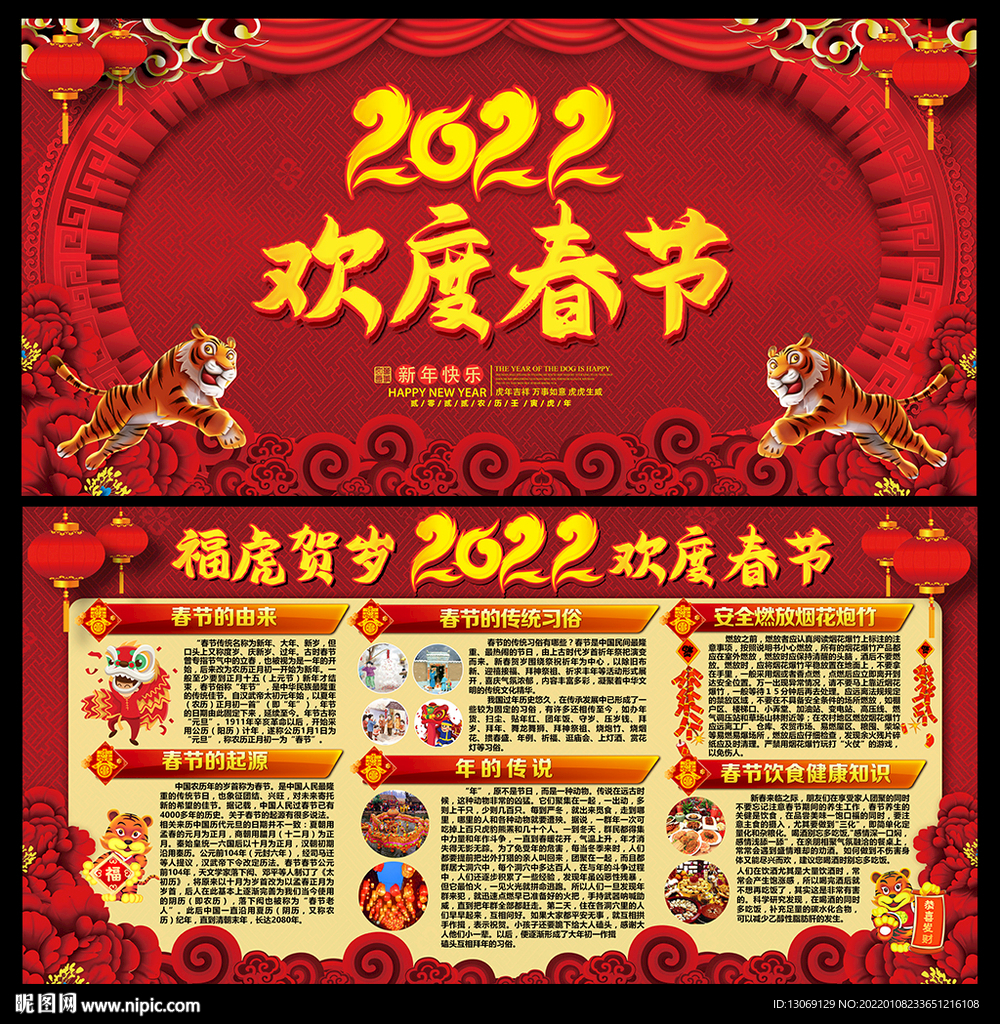 2022虎年春节宣传栏