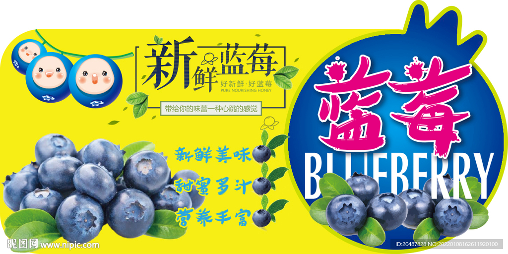 新鲜蓝莓超市吊牌
