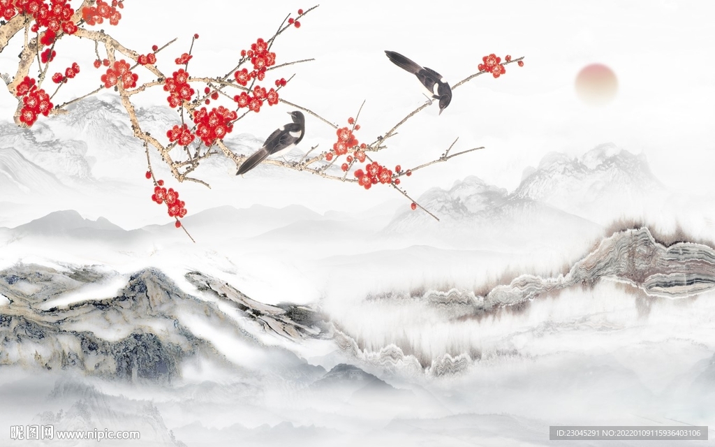 花鸟电视背景墙