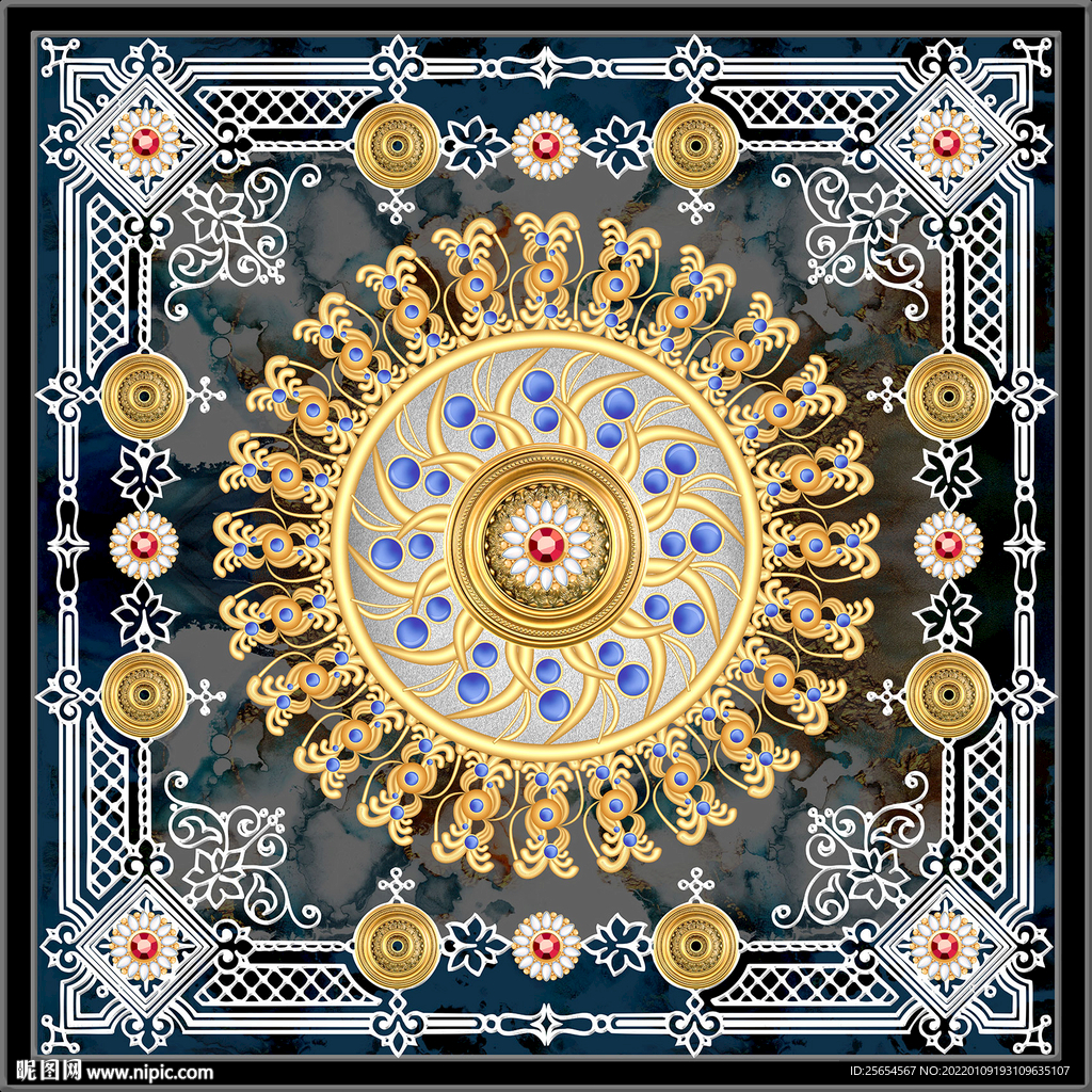 高端立体花纹珠宝装饰画