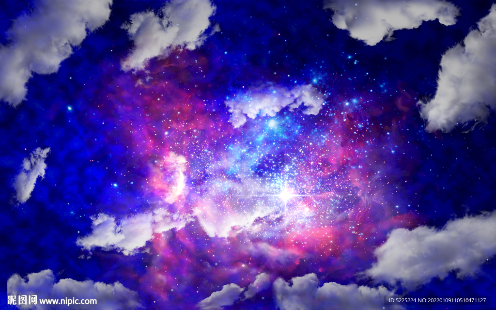蓝天白云星空天顶画
