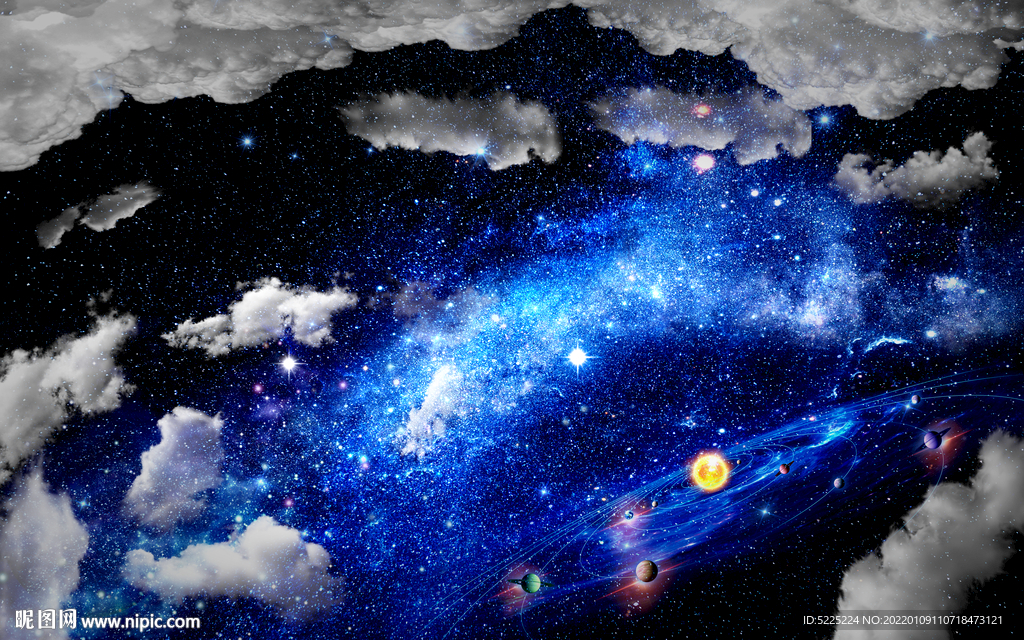 蓝天白云星空天顶画