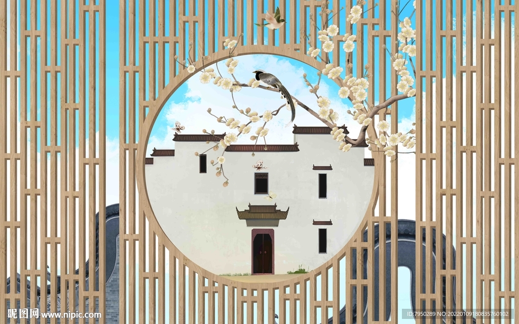 新中式背景墙 