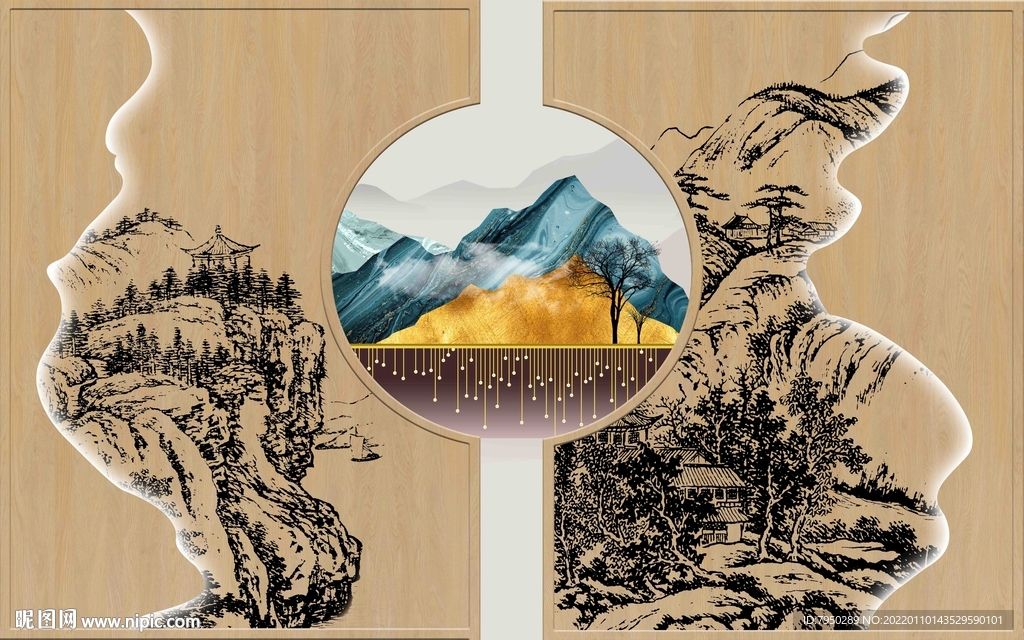 新中式背景墙