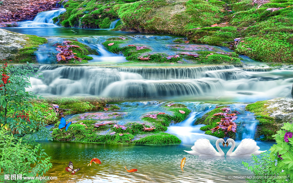 小溪流水背景墙