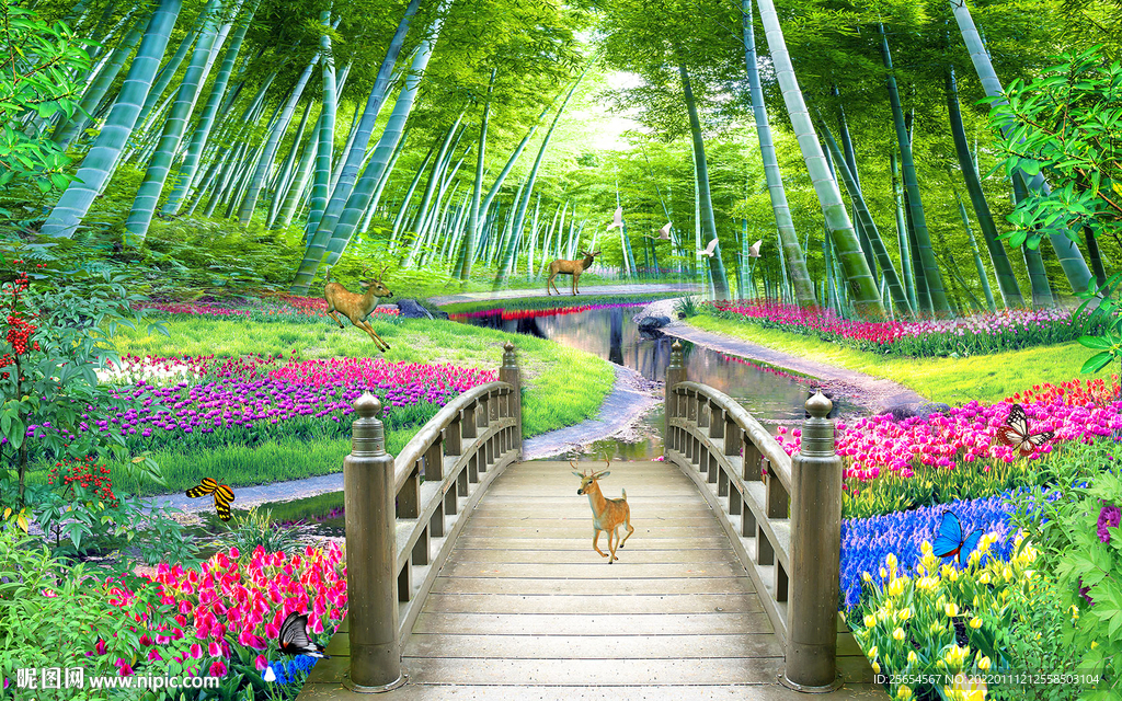 3d竹林背景墙