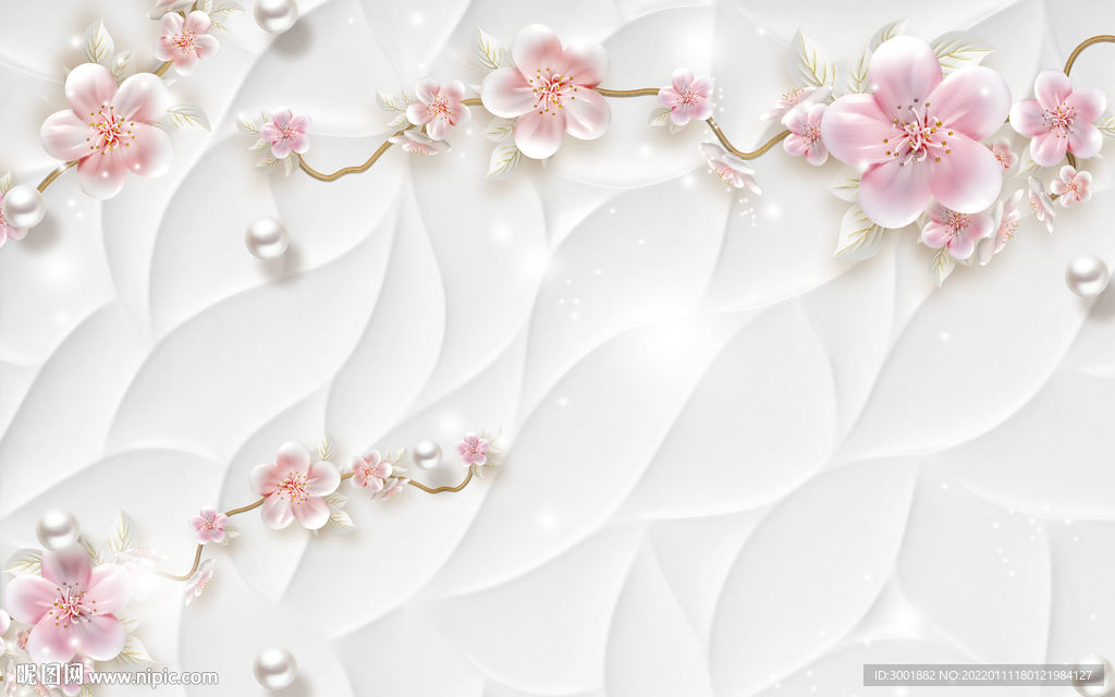 装饰画 粉色花朵 背景墙