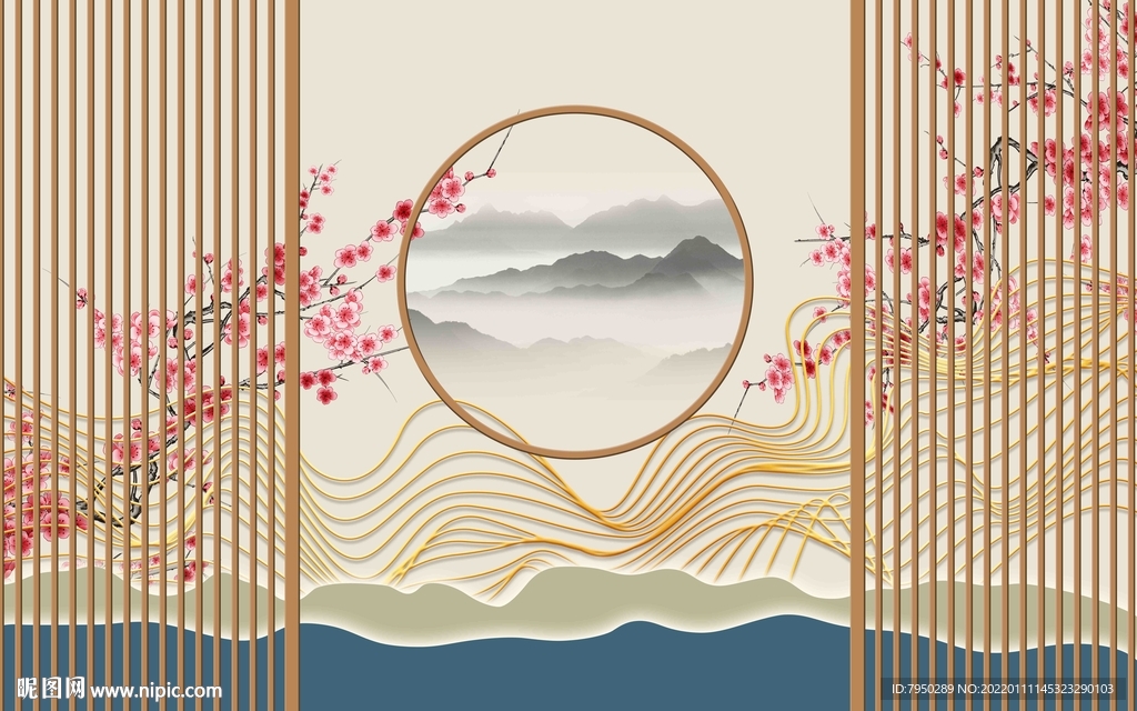 新中式背景墙 