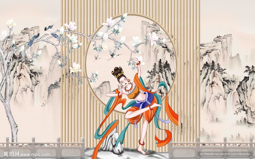 新中式背景墙 