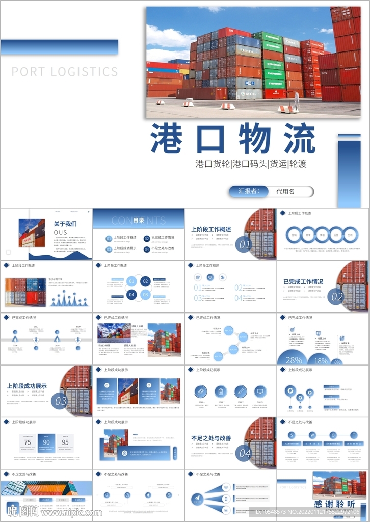 物流海运货轮船港口码头ppt
