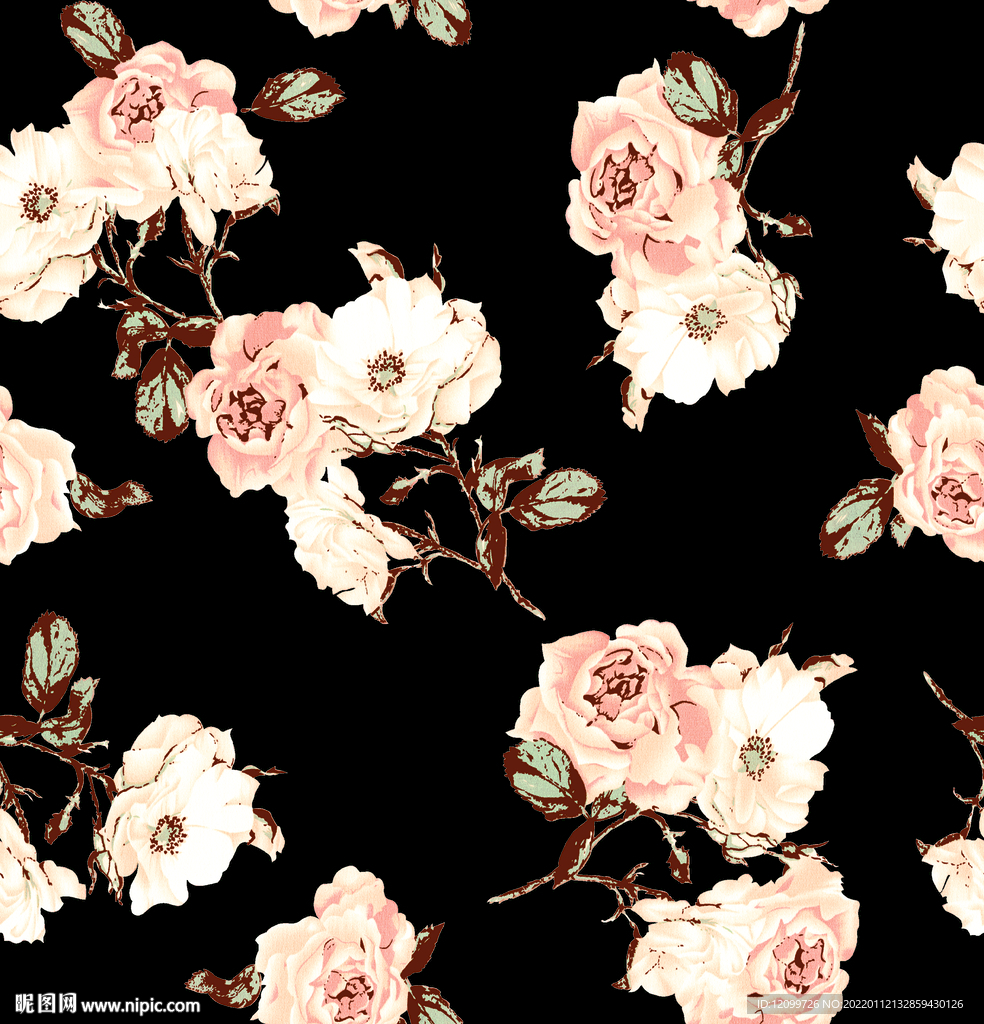 手绘玫瑰花连衣裙