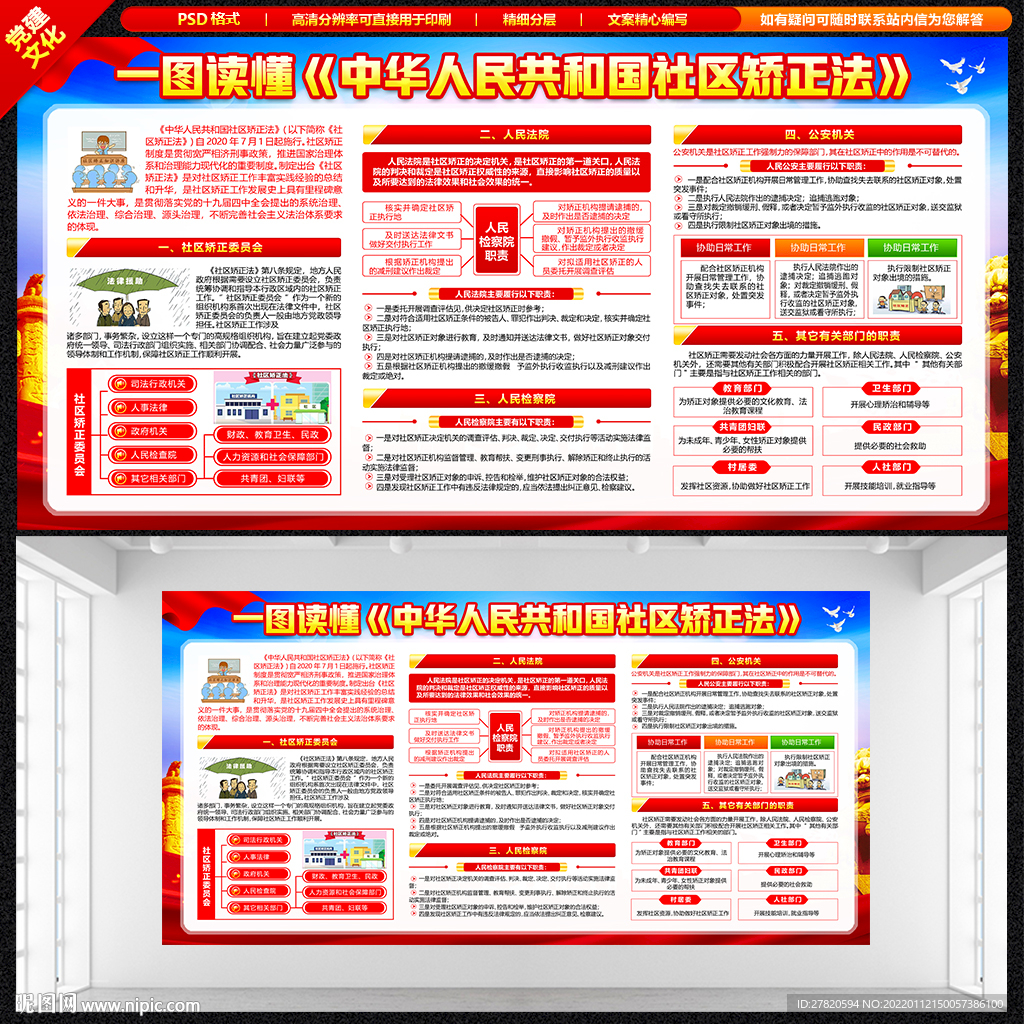 党建社区矫正法展板