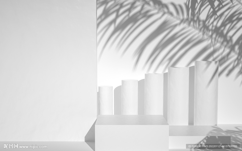 C4D空间展台白色素色展示背景